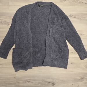 Barefoot Dreams CozyChic Open Front Cardigan with Pockets, Graphite/Carbon - S/M
